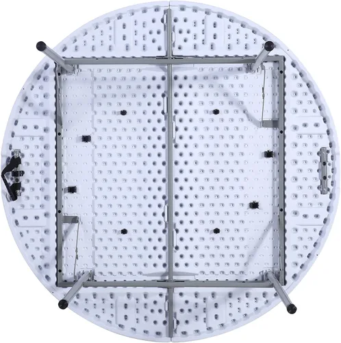 Miniatura 6 de Mesa plegable redonda bi-plegable interior al aire libre picnic fiesta camping casa en blanco