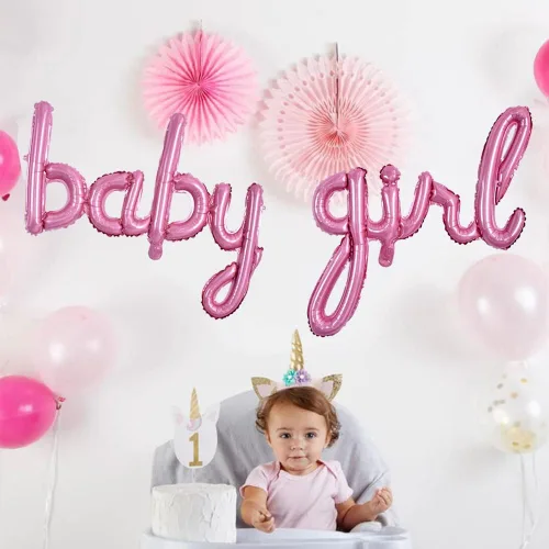 Miniatura 3 de TONIFUL Globos con Letras para Niña - Globos de Papel de Aluminio Rosa de 16 Pulgadas, Pancarta para Baby Shower de Niña, para Fiesta de Revelación