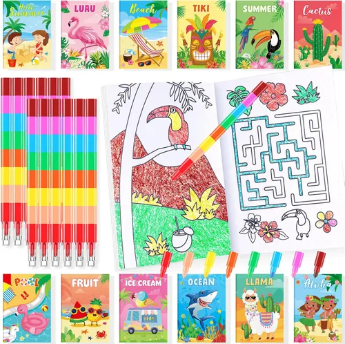 Miniatura 40 de BenLouis 24 mini libros para colorear del espacio exterior para niños con 24 crayones apilables, regalos de fiesta de astronautas, libros
