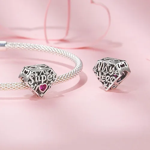Miniatura 64 de Abalorios de plata de ley para pulseras, collares, familia para siempre, circonita cúbica, regalo de joyería para mujeres