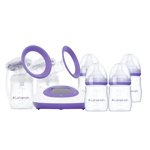 Lansinoh Oh Baby Kit de Esenciales para Recién Nacidos – Extractor de Leche Eléctrico Doble Signature Pro con Embudos de 25mm (0.98 pulgadas), 2