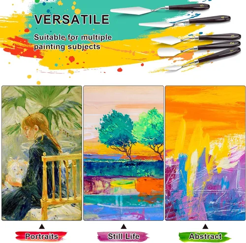 Miniatura 4 de Juego de 5 cuchillos de paleta para pintura, suministros para aceite, pintura acrílica, decoración de pasteles, cuchillo de paleta de acero