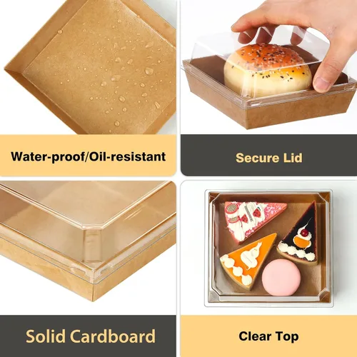 Miniatura 5 de Paquete de 50 cajas de charcutería con tapas transparentes, mini caja de charcutería de 5 pulgadas, cajas de panadería, cajas de postre, recipientes