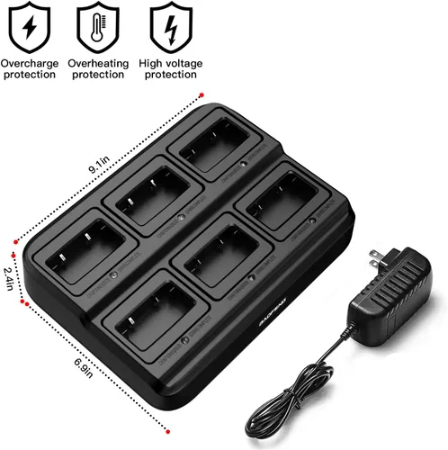 Miniatura 7 de BAOFENG BD-V12B - Paquete de 6 walkie talkies de largo alcance para adultos, radios recargables de dos vías Walkie Talkies con auricular, cargador