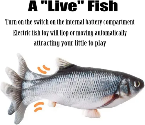 Miniatura 3 de QIAONIUNIU Juguetes de peluche interactivos de peces móviles eléctricos
