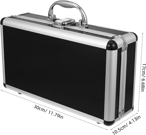 Miniatura 2 de Hemobllo Caja de herramientas de aluminio de 11 x 6 x 3 pulgadas, funda de capa de espuma con cerradura para herramientas organizadas, medicamentos
