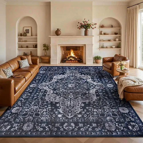 Miniatura 21 de nesrt Alfombra bohemia lavable de 2 x 10 pies, suave, antideslizante, extra larga, alfombra de cocina, color negro, vintage, geométrico, camino
