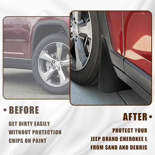 Miniatura 5 de Muslogy para Grand Cherokee 2025 2024 2023 2022 Guardabarros Delantero y Trasero Sin Necesidad de Perforación Compatible con Guardabarros para Jeep