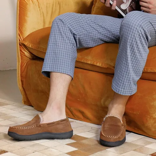 Miniatura 2 de Zigzagger - Pantuflas estilo mocasín de microgamuza y espuma viscoelástica, para hombre
