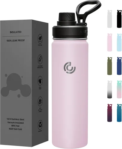 Miniatura 23 de Botella de agua deportiva de 40 onzas, botella de agua aislada con asa, acero inoxidable, simple y moderna, adecuada para viajes, escuela, niño