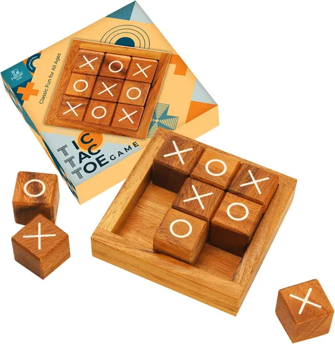 BSIRI Tic Tac Toe para niños y adultos, decoración para mesa de café de sala de estar y escritorio, juegos familiares nocturnos, juegos de mesa