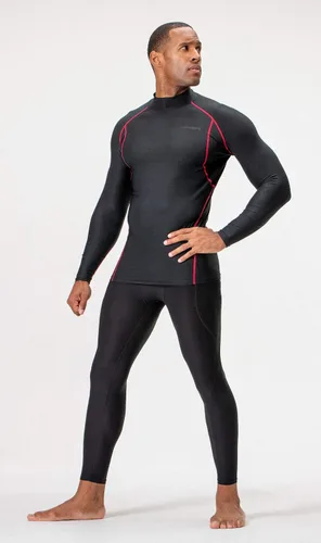 Miniatura 7 de DEVOPS Paquete de 3 camisas de compresión atléticas de manga larga con cuello alto para hombre