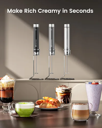 Miniatura 7 de Maestri House Espumador de leche recargable con control de velocidad sin escalones, LunaFro Max espumador eléctrico de mano impermeable, mezclador