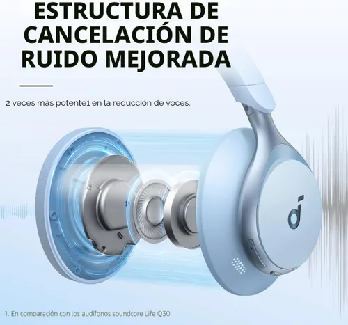 Miniatura 6 de Soundcore by Anker, Space One, auriculares con cancelación activa de ruido, reducción de voz 2 veces más fuerte, tiempo de reproducción ANC de 40