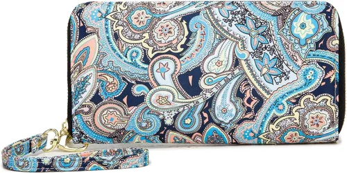 Miniatura 178 de Cartera de mano para mujer, estilo bohemio, con RFID, elegante, espaciosa con correa para viajes, capacidad para tarjetas, teléfono, dinero