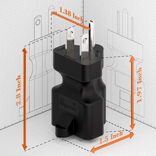 Miniatura 8 de [4 en 1] Enchufe de CA doméstico de 15 amperios a adaptador de hoja T de 20 amperios, 5-15P a 5-15R/5-20R /6-15R / 6-20R, adaptador de corriente