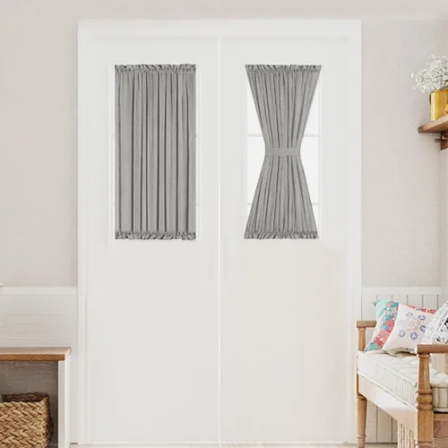 Miniatura 13 de Turquoize Elegantes cortinas de lino para puerta francesa, paneles de cortina de filtrado de luz, panel de lino con bolsillo para barra, panel