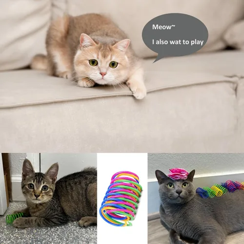 Miniatura 6 de Juguetes de primavera para gatos, bobinas rebotantes, juguete de resorte en espiral para gatos de interior, juguetes interactivos pesados