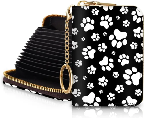 Blusabaca Cartera con tarjetero RFID para mujer, cartera pequeña para tarjetas con llavero extraíble y cremallera, tarjetero de cuero con bolsillo