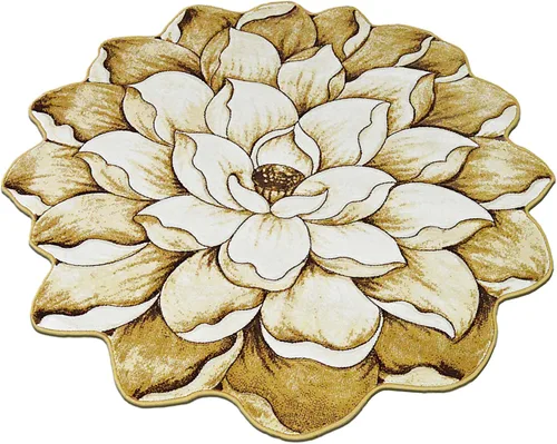 Miniatura 2 de Alfombra redonda de 2 pies con forma de flor, bonita alfombra de felpa con forma de flor, para dormitorio, suelo, sala de estar, alfombra 301 beige