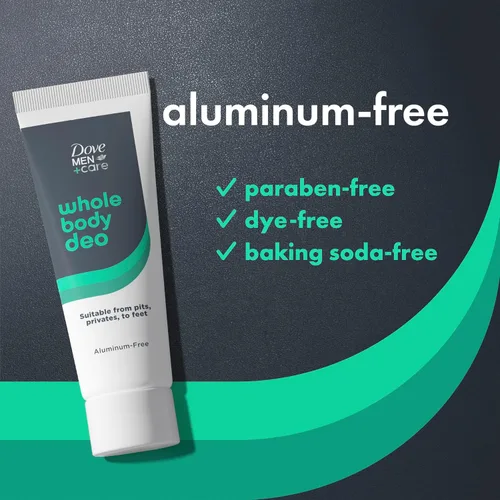 Miniatura 5 de DOVE MEN + CARE Whole Body Deo - Desodorante sin aluminio Crema Aloe + Bambú Adecuado desde hoyos, privados hasta pies 2.5 fl oz