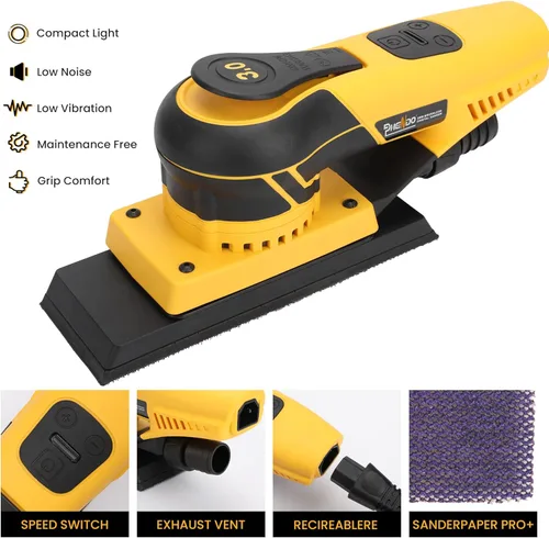 Miniatura 2 de Lijadora Orbital Aleatoria Eléctrica de Lámina 350W 3A con Cable Enchufable, Aspiradora Central, Lijadoras para Carpintería, Procesamiento de Madera