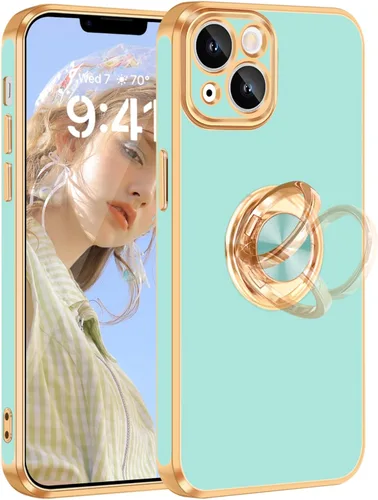 Miniatura 9 de Fingic Funda para iPhone 14 (no compatible con iPhone 14 Pro/14 Plus/14 Pro Max)[con soporte de anillo giratorio de 360°]