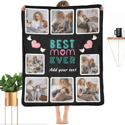 Miniatura 8 de HUGLAZY Mantas personalizadas con fotos, texto, mantas personalizadas con imagen, mantas personalizadas para papá con collage de fotos, manta