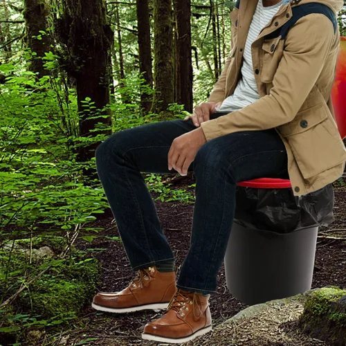 Miniatura 6 de Asiento de inodoro portátil para cubo de 5 galones de emergencia al aire libre, camping, a presión, funda de inodoro para adultos y niños
