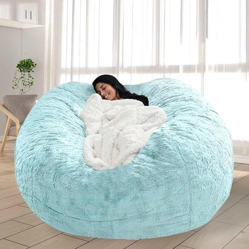 Miniatura 16 de Puf para adultos y niños sin relleno, sofá perezoso suave y redondo, funda de sofá de puf clásico, saco de amor para dormitorio, silla de lectura