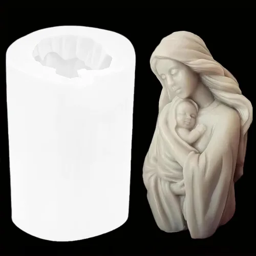 Molde de vela de silicona Virgen María, molde de vela de madrina para hacer velas, resina y jabón, regalo del día de la madre, suministros de