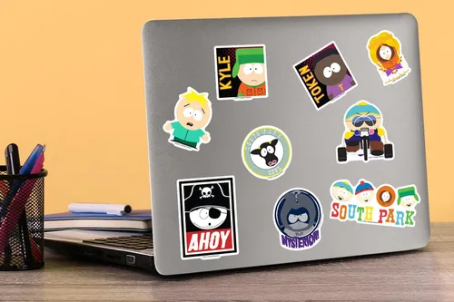 Miniatura 5 de South Park - Paquete de calcomanías con licencia oficial, calcomanías de vinilo troqueladas grandes de lujo, paquete variado para laptop, botella