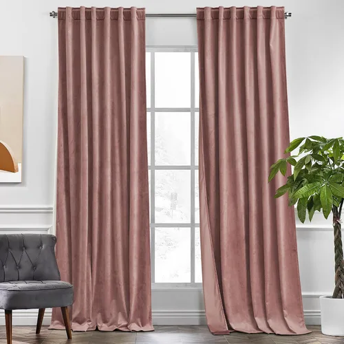 Miniatura 23 de KGORGE Cortinas de terciopelo verde cazador con pliegues pinzados de 84 pulgadas, con aislamiento térmico para oscurecer habitaciones, con anillas