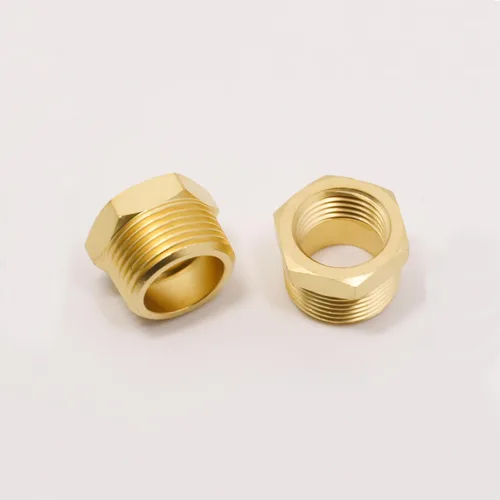 Miniatura 4 de Buje hexagonal reductor de latón macizo NPT macho de 3/4" a NPT hembra de 1/2", (2 unidades), adaptador de tubería fundida reductora, accesorio