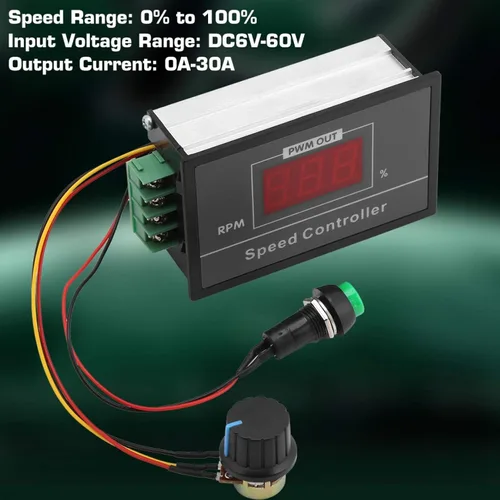 Miniatura 6 de 6-60V 30A PWM DC Motor Controlador de velocidad Regulador digital Pantalla de interruptor de velocidad variable Control LED Placa de circuito