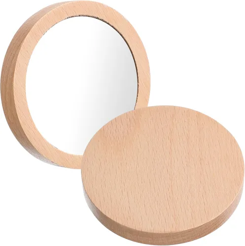 Lurrose Mini espejo de maquillaje de bolsillo redondo 2.75 pulgadas ligero compacto diseño plegable portátil espejo cosmético de viaje