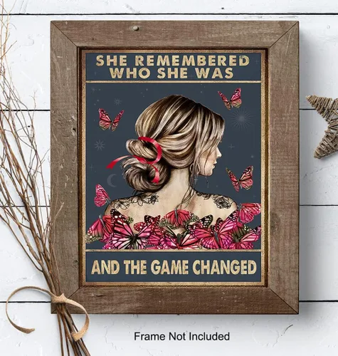 Miniatura 8 de Ella recordó quién era y el juego cambió – Regalos de aliento edificantes para mujeres – Decoración de pared con citas positivas inspiradoras – Arte