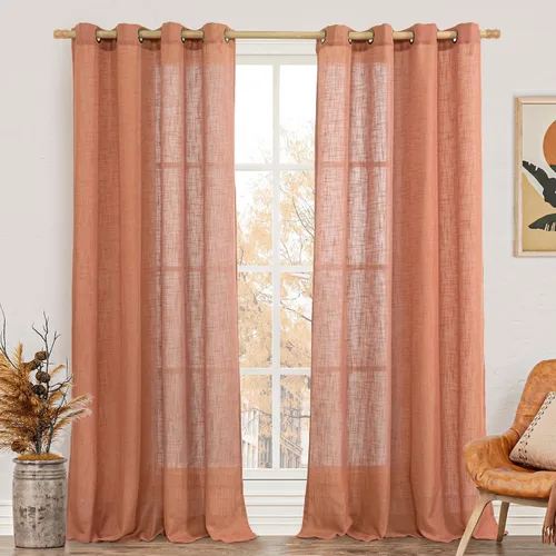 Miniatura 12 de LAMIT Cortinas de lino sintético para dormitorio, paneles filtrantes de luz, cortinas de lino con protección de privacidad con ojales para ventanas