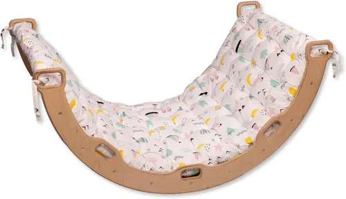 Arco de escalada | Arco de balancín Montessori | Arco con almohada acogedora | Arco de escalada de madera con cojín | Arco de escalada de madera y