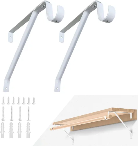 Soporte de barra de armario resistente, estante ajustable para armario y soportes de barra, soportes de barra de armario blancos para tacos de pared