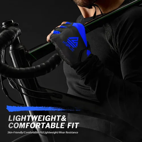 Miniatura 6 de HTZPLOO Guantes de bicicleta para hombres y mujeres con almohadilla antideslizante que absorbe los golpes, guantes de ciclismo ligeros de medio dedo