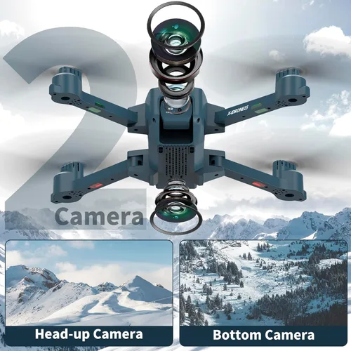 Miniatura 4 de Drone con cámara para adultos y principiantes, dron de 5 GHz con lente ajustable eléctricamente de 90°, control de gestos, vuelo de trayectoria
