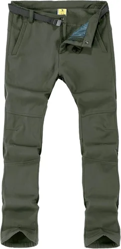 TBMPOY - Pantalones de esquí de nieve impermeables con forro polar para hombre, para senderismo, montaña, revestimiento suave con cinturón