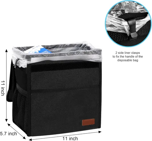 Miniatura 2 de Bolsa de basura impermeable para automóvil, basurero impermeable con tapa para asiento delantero de SUV, multiusos, para colgar en reposacabezas