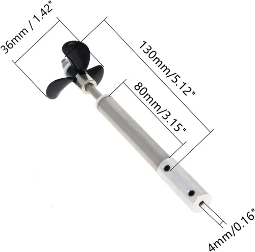 Miniatura 2 de Jutagoss Hélice del eje de transmisión para RC Boat L Eje de 5.118 in,Manga L80mm,Hélice D36mm para eje de motor de 0.157 in