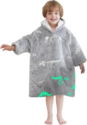 Miniatura 18 de Fiosnow Manta con Capucha de Dinosaurio para Niños Pequeños de 2 a 6 Años, Sudaderas con Capucha Extragrandes para Niñas y Niños