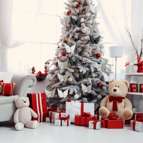Miniatura 5 de Alas de ángel de Navidad para manualidades, 30 piezas de alas de ángel plateadas, negras y blancas, decoración de árbol de Navidad, plástico 3D