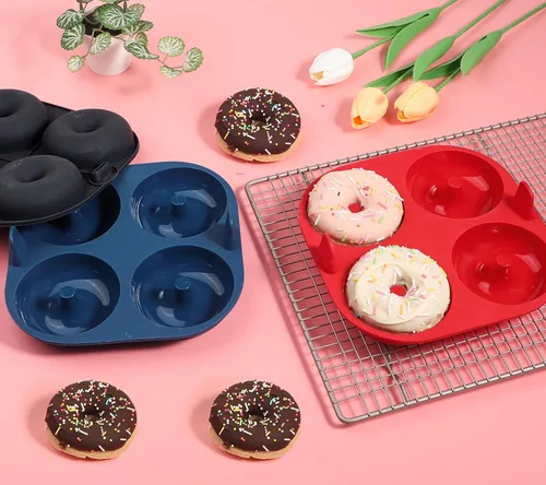 Miniatura 3 de Webake Molde de silicona para freidora de aire para hornear, moldes de donas antiadherentes de 4 cavidades, sin BPA, apto para lavavajillas, juego