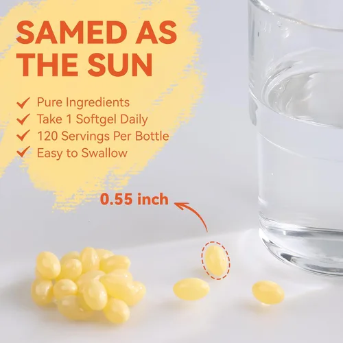 Miniatura 5 de Cápsulas blandas de suplemento de vitamina D3 K2, vitamina D3 5000 UI y vitamina K2 MK7 200 mcg, soporte para huesos y dientes, fácil de tragar, 120
