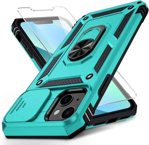 Miniatura 13 de Funda para iPhone 13 Mini con cubierta para lente de cámara, protector de pantalla HD, protección contra caídas de grado militar de 10 pies, soporte